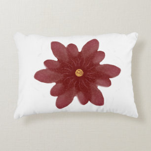 Elegant Red Velvet Flower on Black   Dark Floral A Accent Pillow