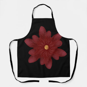 Elegant Red Velvet Flower on Black   Dark Floral A Apron