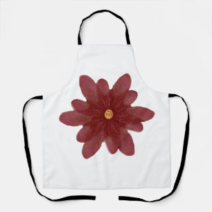 Elegant Red Velvet Flower on Black   Dark Floral A Apron