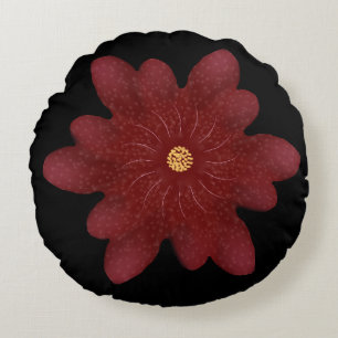 Elegant Red Velvet Flower on Black   Dark Floral A Round Pillow