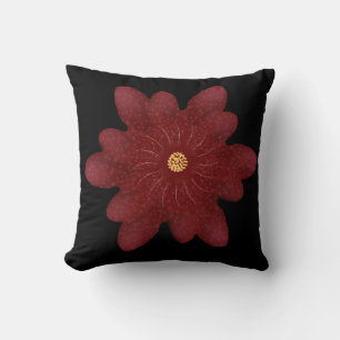 Elegant Red Velvet Flower on Black   Dark Floral A Throw Pillow