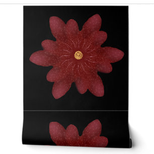 Elegant Red Velvet Flower on Black Dark Floral A Wallpaper