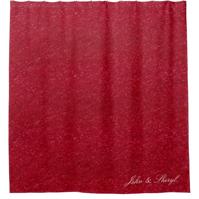 Elegant Red Velvet Texture Shower Curtain (Front)