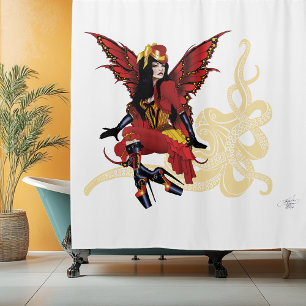 Elegant Red Victorian Steampunk Fairy Octopus