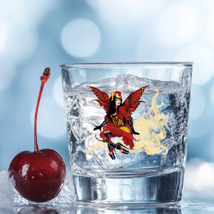 Elegant Red Victorian Steampunk Fairy Octopus Shot Glass