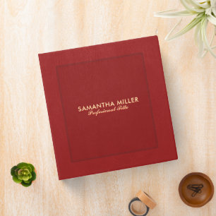 Elegant Red Vintage Faux Leather Gold Typography Binder