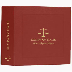 Elegant Red Vintage Faux Leather Justice Logo 3 Binder