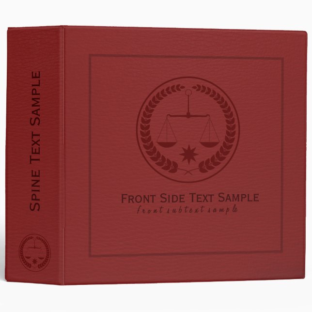 Elegant Red Vintage Faux Leather Law Seal Binder (Front/Spine)