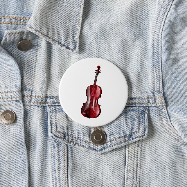 Elegant Red Violin Musical Instrument 3 Inch Round Button (Creator Uploaded)