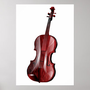 Elegant Red Violin Musical Instrument Poster