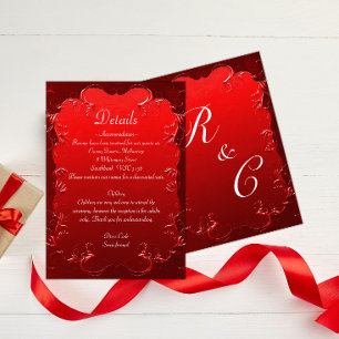 Elegant Red Wedding Details Enclosure Card