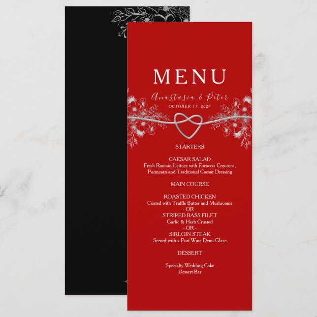 Elegant Red Wedding Menu (Front/Back)
