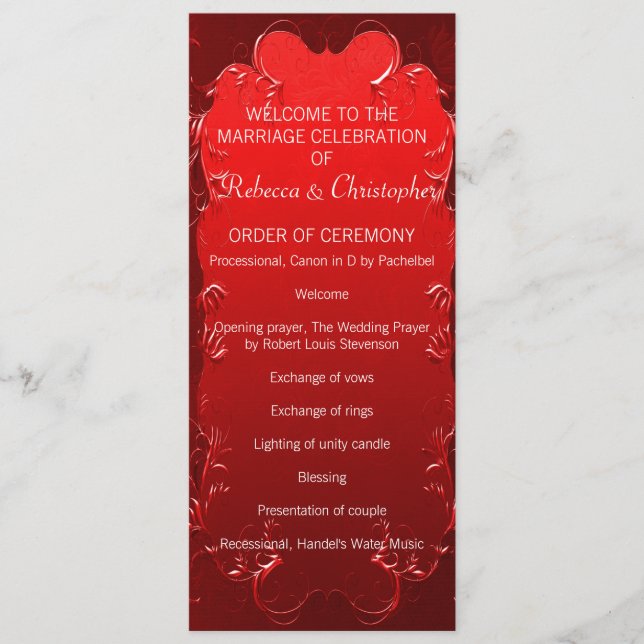 Elegant Red Wedding Program (Front)