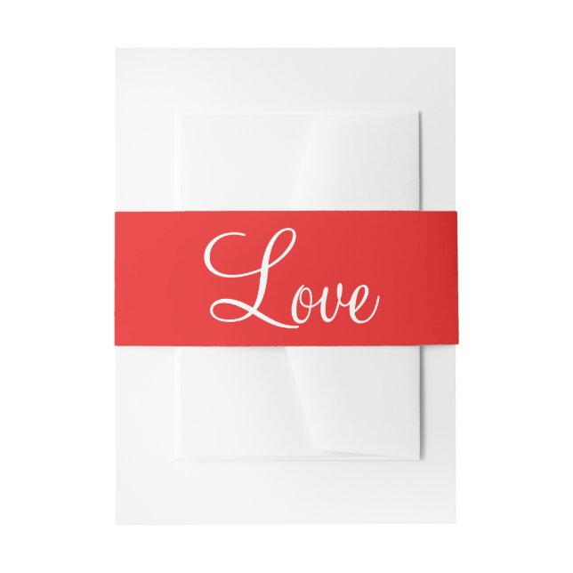 Elegant Red Wedding Romantic Love Bridal Shower Invitation Belly Band (Front Example)