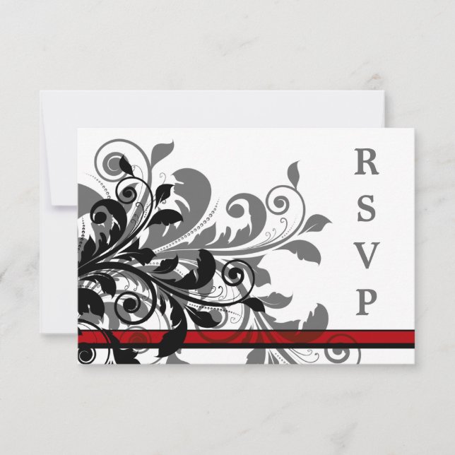 Elegant Red Wedding RSVP Card (Front)