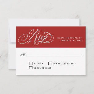 Elegant Red Wedding RSVP with Script Flourishes