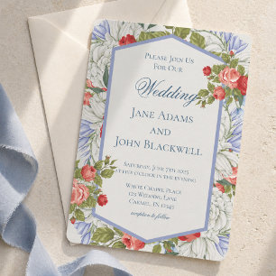 Elegant Red White and Blue Patriotic Wedding Invitation