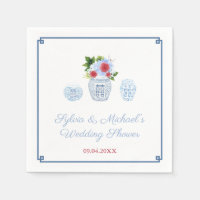 Elegant Red White Blue Floral Wedding Shower Party