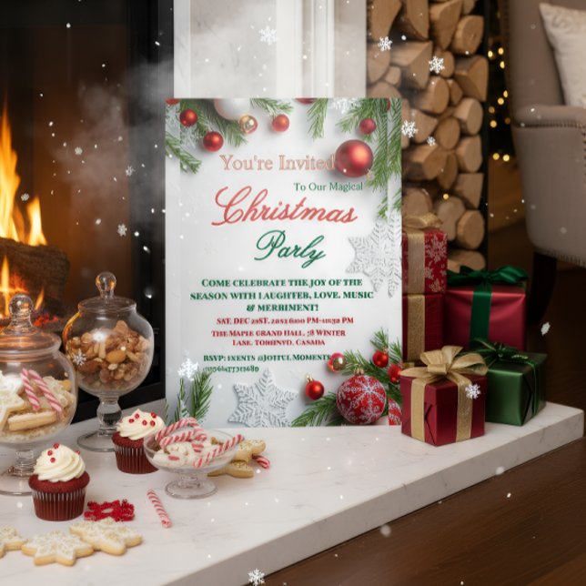 Elegant Red & White Christmas Party Invitation (Créateur téléchargé)