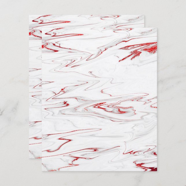 Elegant Red White Faux Marble Scrapbook Paper (Front/Back)