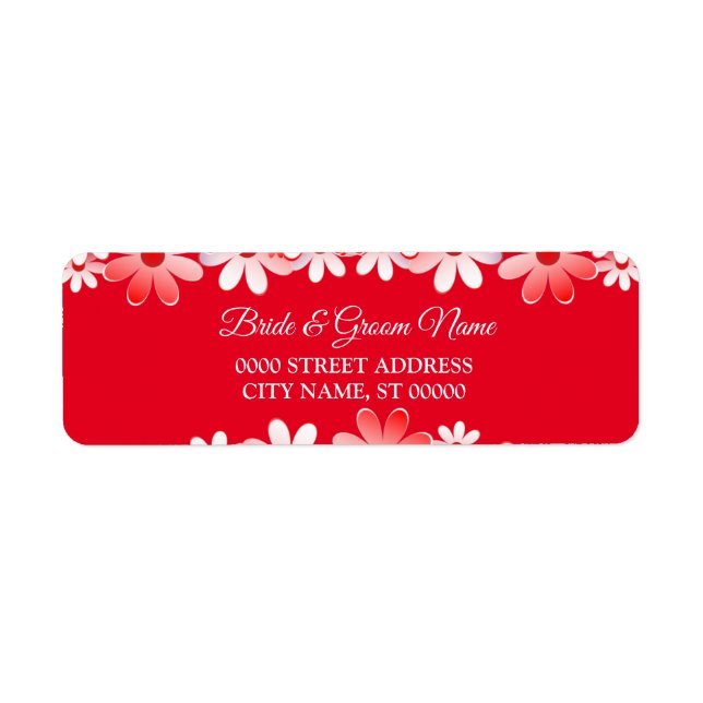 Elegant Red White Floral Wedding Return Address (Front)