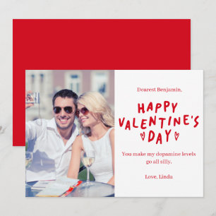 Elegant Red White HAPPY Valentine's Day Photo Holiday Card