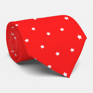 Elegant red white stars pattern men  tie