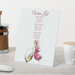 Elegant Red White Wine Dance Wedding Menu Pedestal Sign