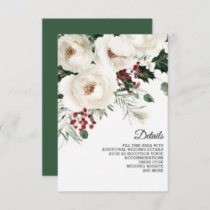 Elegant Red White Winter Christmas Wedding Enclosure Card