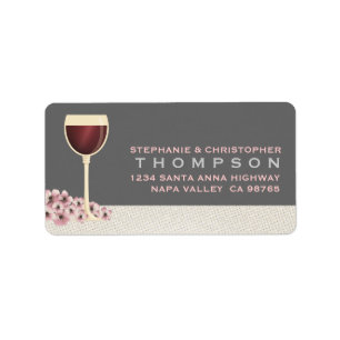 Elegant Red Wine & Blossom Large Address Label