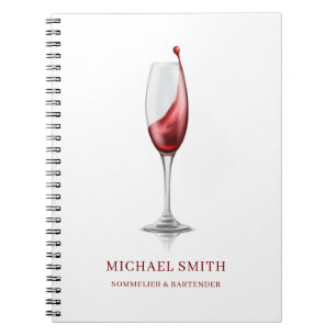 Elegant Red Wine Glass Bar Winery  Notebook