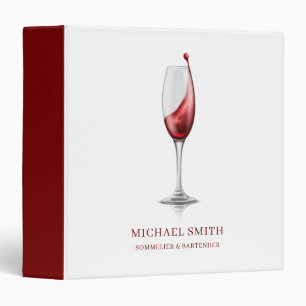 Elegant Red Wine Glass Bar Winery QR Code Binder