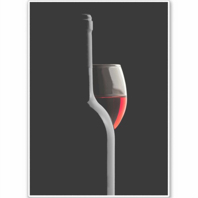 Elegant Red Wine Glass & Bottle. Black Background (Front)