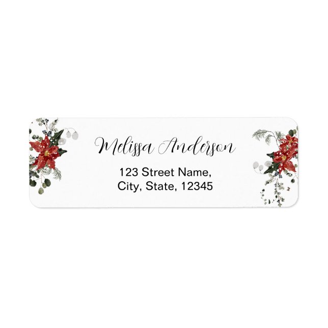 Elegant Red Winter Bridal Shower Return Address (Front)