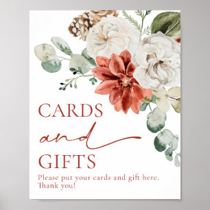 Elegant Red Winter Christmas Cards and Gifts Sign