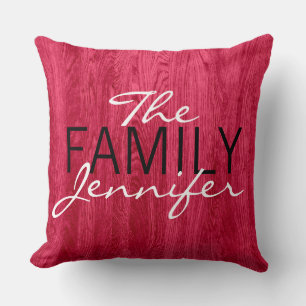 Elegant Red Wood Grain Background Throw Pillow