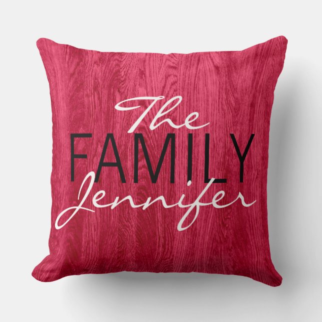 Elegant Red Wood Grain Background Throw Pillow (Front)