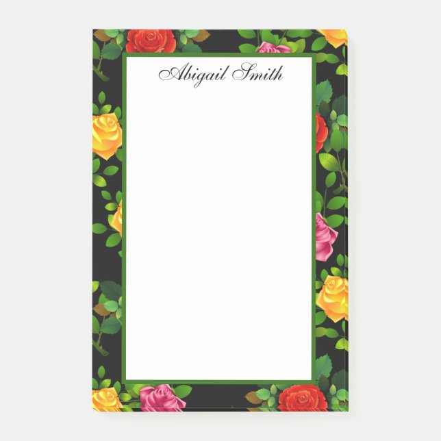 Elegant Red Yellow Pink And Purple Rose Flower Post-it Notes (Front)