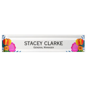 Elegant Red Yellow Pink Flower General Manager Nameplate