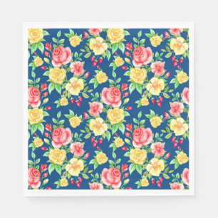 Elegant Red Yellow Rose Floral Pattern Napkin