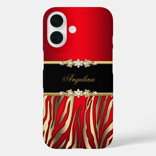 Elegant Red Zebra Black Gold Case-Mate iPhone Case (Back)