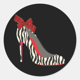 Elegant Red Zebra High Heel Shoe Stickers