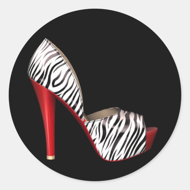 Elegant Red Zebra High Heel Shoe Stickers (Front)