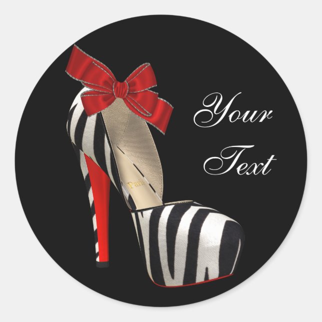 Elegant Red Zebra High Heel Shoe Stickers (Front)