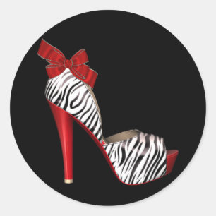 Elegant Red Zebra High Heel Shoe Stickers