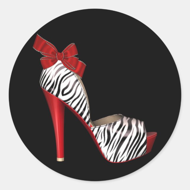 Elegant Red Zebra High Heel Shoe Stickers (Front)