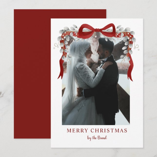 Elegant RedMerry Christmas Letterpress Photo Cards (Front/Back)