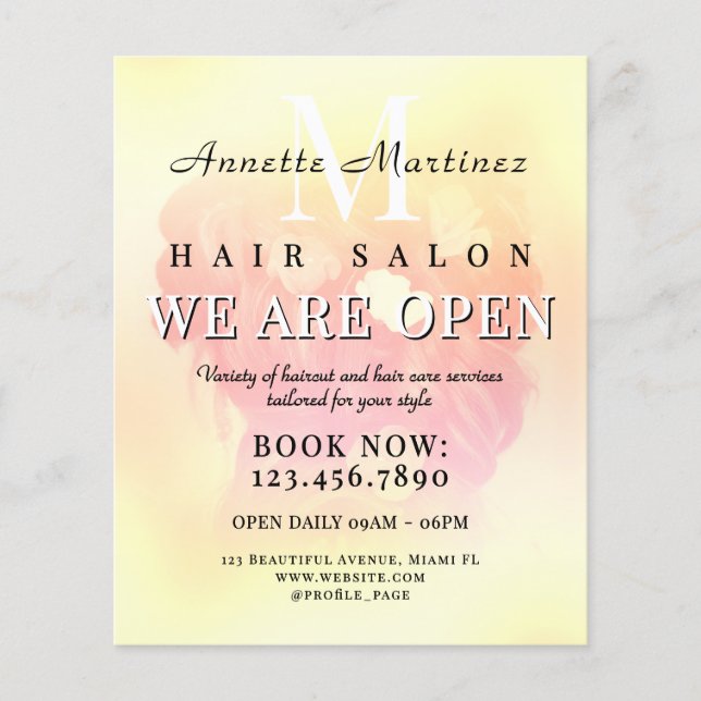 Elegant refined hair salon minimalist flyer (Front)