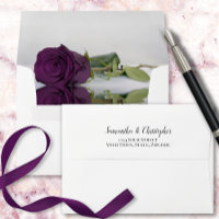 Elegant Reflecting Plum Purple Rose Wedding