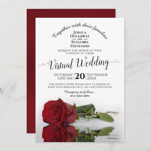 Elegant Reflecting Red Rose Virtual Wedding Invitation